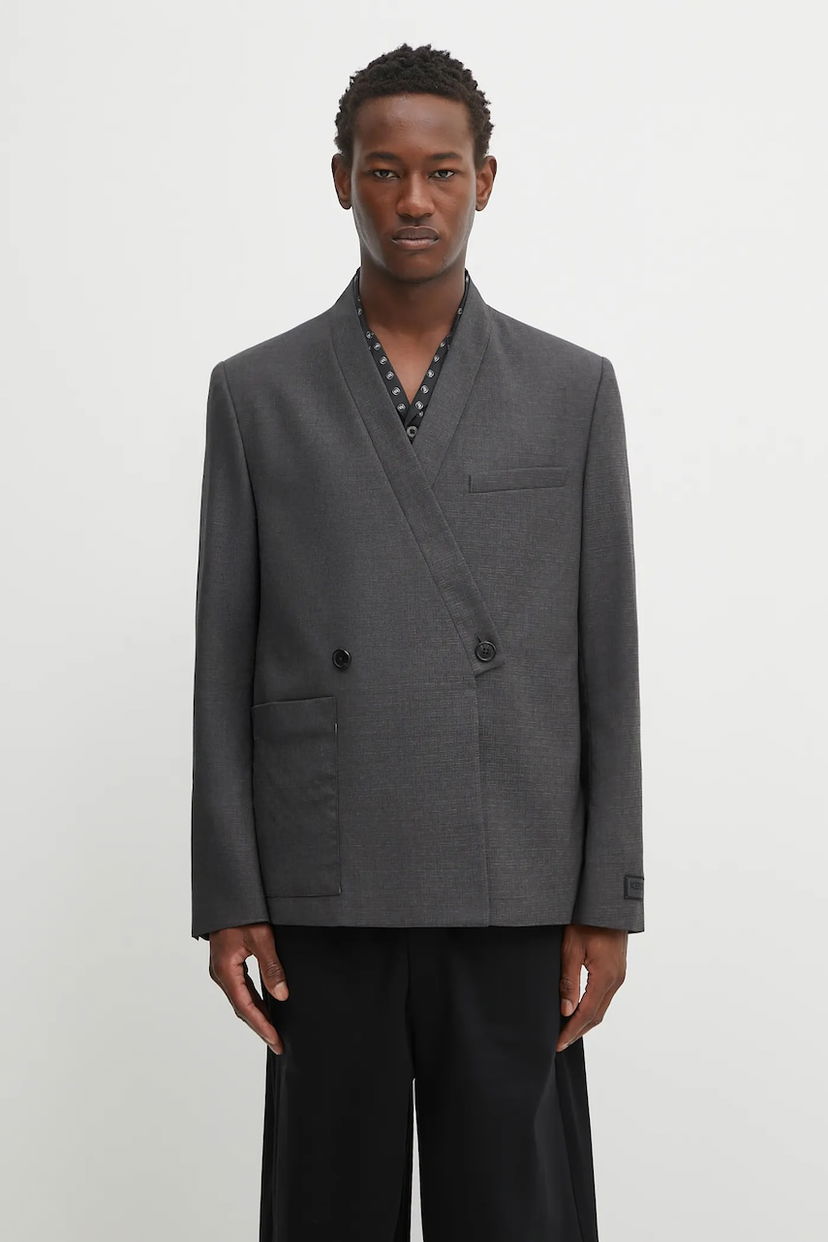 Куртка KENZO Kenzo Weave Adjusted Kimono Tailored Blazer Сірий | FF65VE1459ID