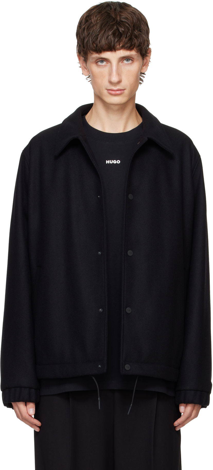Куртка BOSS Wool Coach Jacket чорний | 50530760