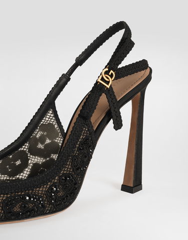 Аксесуари Dolce & Gabbana Dolce & Gabbana Leopard-Design Lace Slingbacks with Rhinestones чорний | CG0853A9S2680999, 3