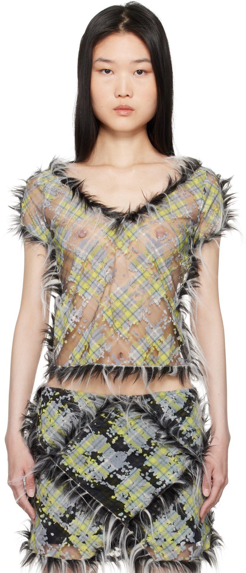 Безрукавка Diesel Sheer Plaid Print T-shirt Зелений | A16506 0CLBX