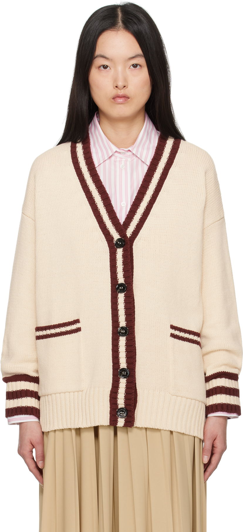 Cветр Max Mara Weekend Max Mara Vicolo Knit Cardigan бежевий | 2515341061600