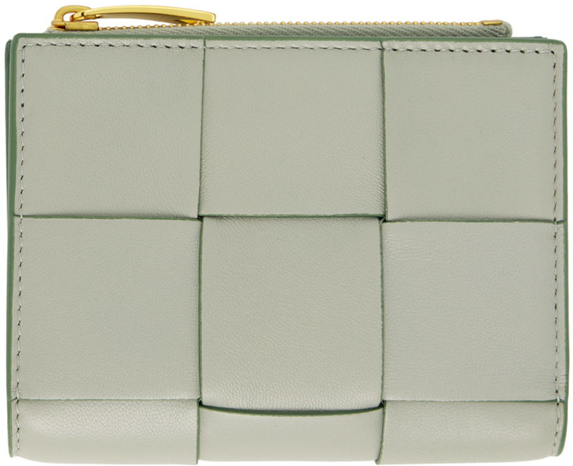 Гаманець Bottega Veneta Small Cassette Bi-Fold Zip Wallet Зелений | 742698 V2PN1