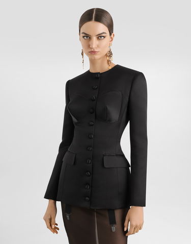 Куртка Dolce & Gabbana Dolce & Gabbana Single-Breasted Duchess Jacket with Conical Cups чорний | F27FDTFU1KMN0000, 3