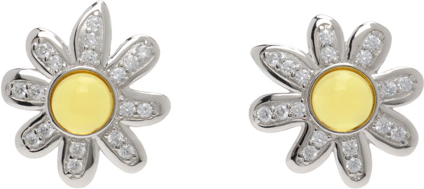 Сережки Collina Strada Collina Strada Silver Daisy Earrings with Yellow Center Жовтий | XX1092