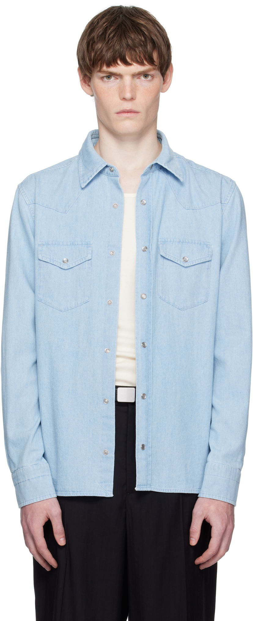 Сорочка Tom Ford TOM FORD Denim Chambray Western Shirt Синій | HDS001-FMC240
