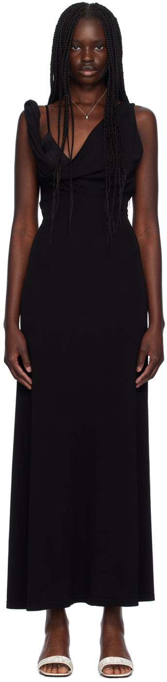 плаття TOTEME Twist Drape Maxi Dress чорний | 243-WRD2970-FB0162