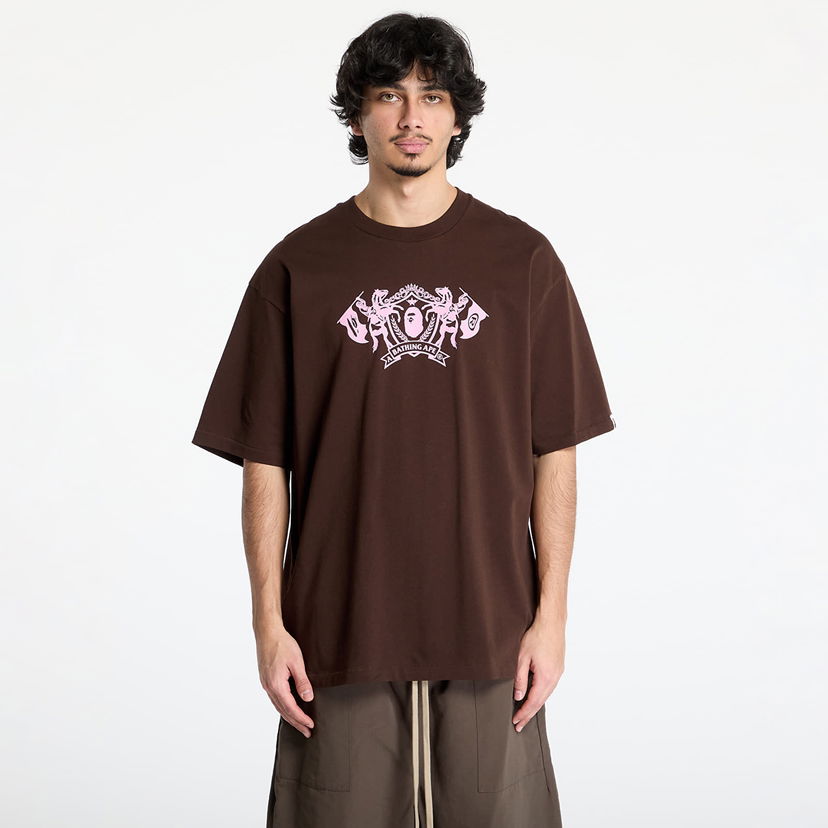 Футболка BAPE A BATHING APE College Logo Relaxed Fit Tee Коричневий | 001TEL301316MBRW