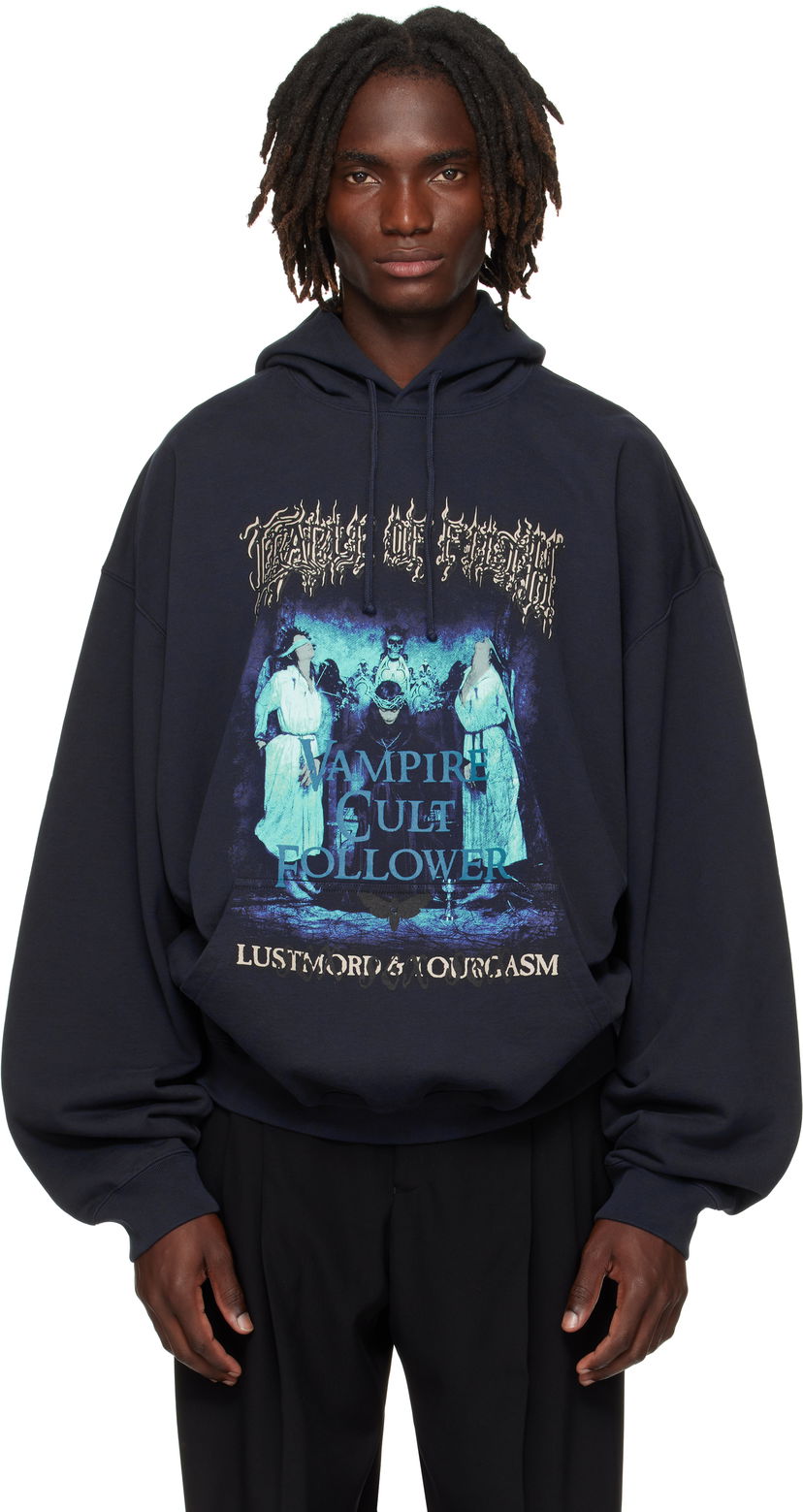 Світшоти VETEMENTS Vetements Cradle of Filth 'Vampire Cult' Oversized Hoodie темно-синій | UCF76HD700N