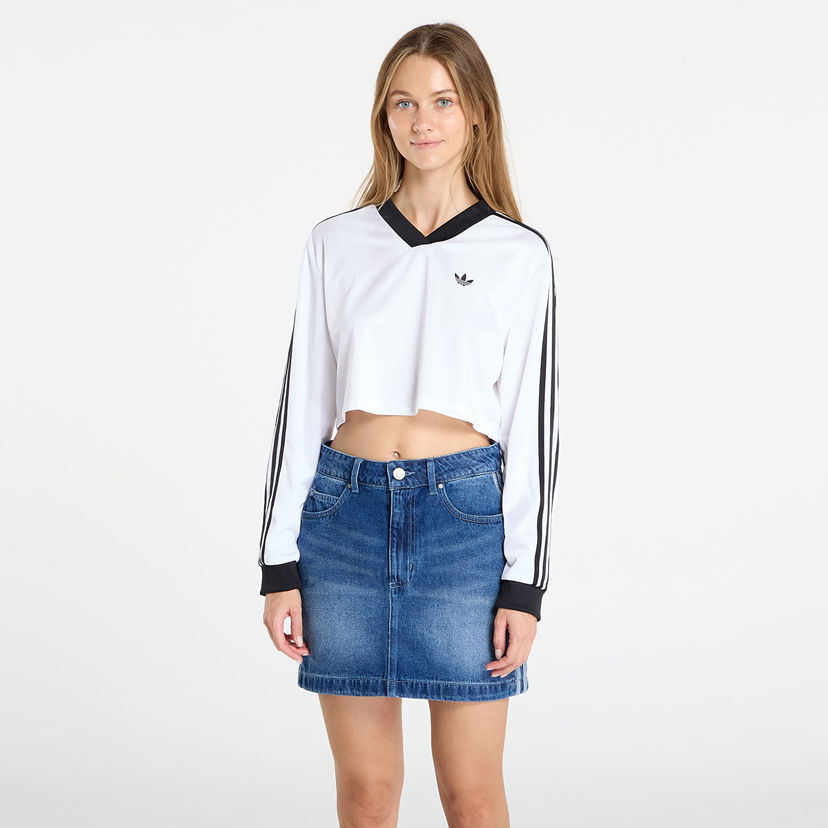 Кроп-топи adidas Originals Adicolor Football Jacquard Crop Long-Sleeve Top білий | JV9740