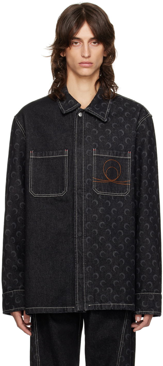 Куртка Marine Serre Moon Laser Denim Jacket чорний | MSI033A RDEN0001