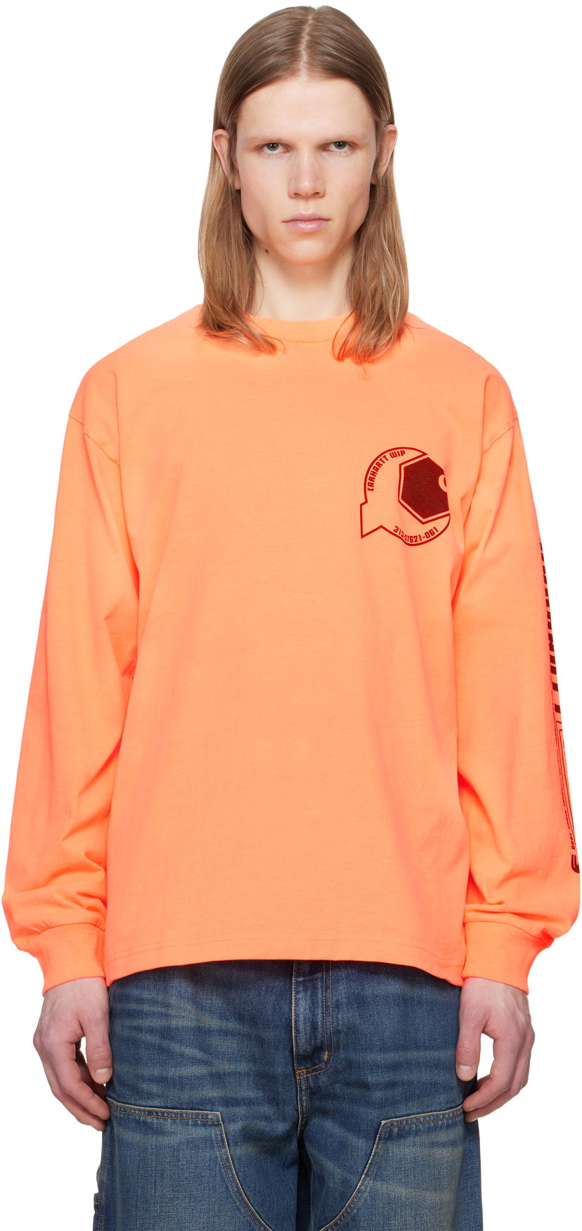 Футболка Carhartt WIP Carhartt WIP Long Sleeve Industry T-Shirt Помаранчевий | I034411