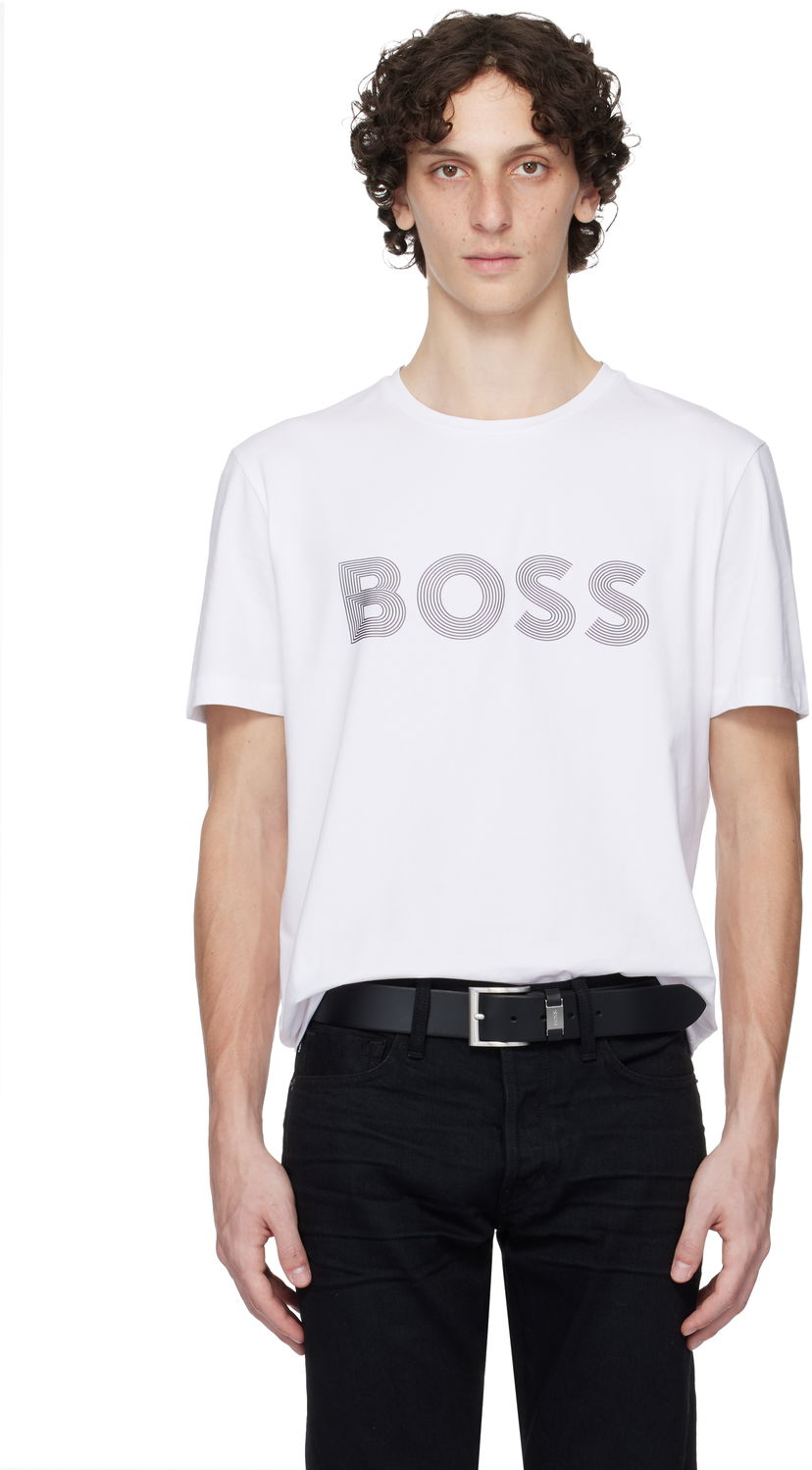 Футболка BOSS BOSS Printed-Logo T-Shirt білий | 50543816