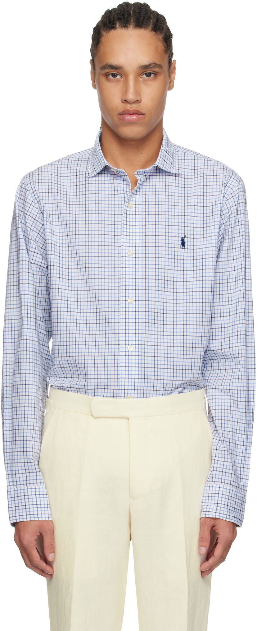 Сорочка Polo by Ralph Lauren Ralph Lauren Classic Fit Tattersall Stretch Shirt Синій | 710966423001