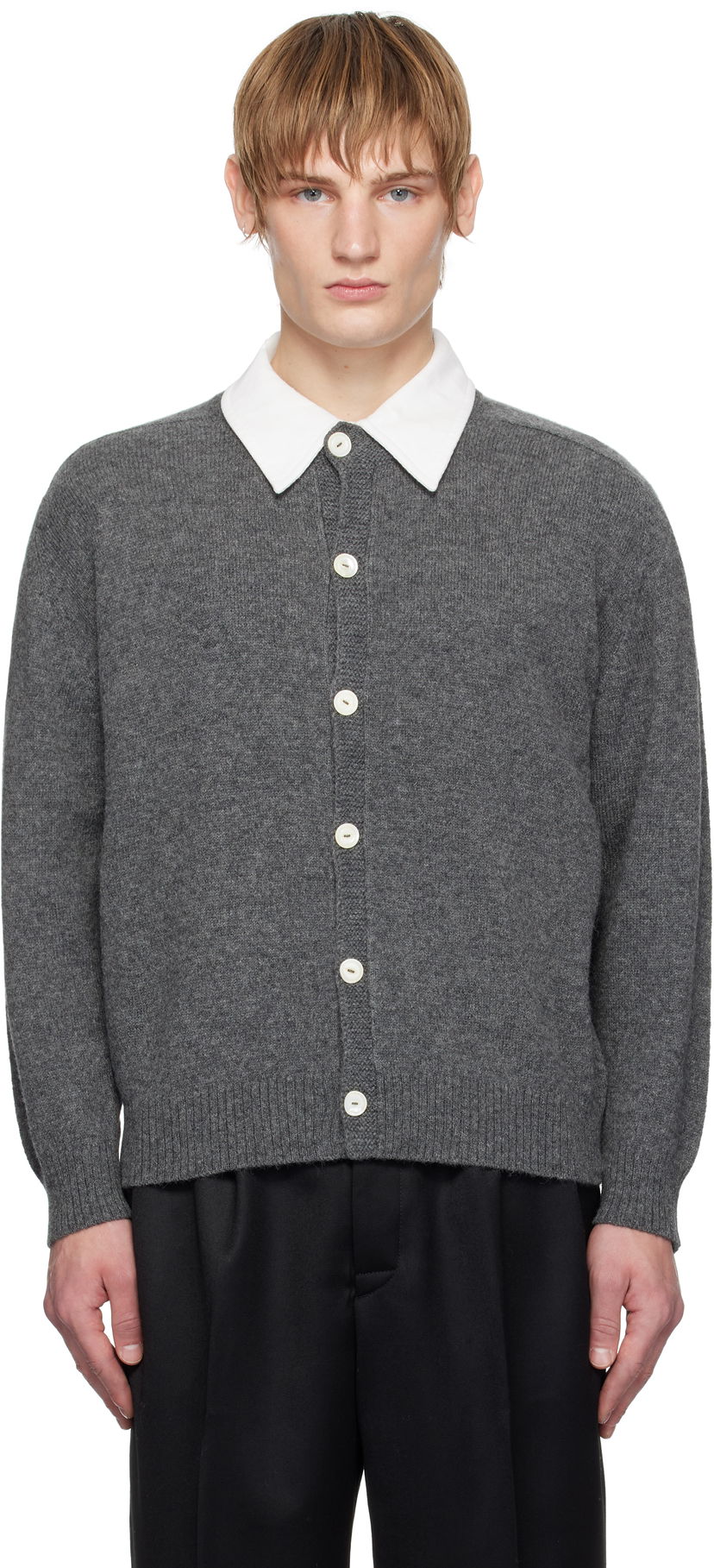Cветр Bode Wool Knit Cardigan Сірий | MRF24KT037