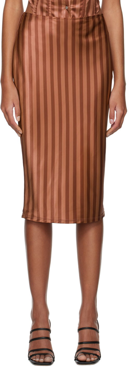 Спідниця Miaou Miaou Work Capsule Verona Striped Midi Skirt Коричневий | 4033SS3DVC