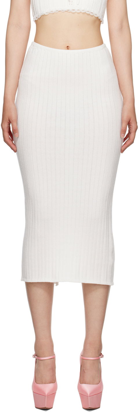 Спідниця GUIZIO Guizio Ribbed Midi Skirt білий | H23613S011