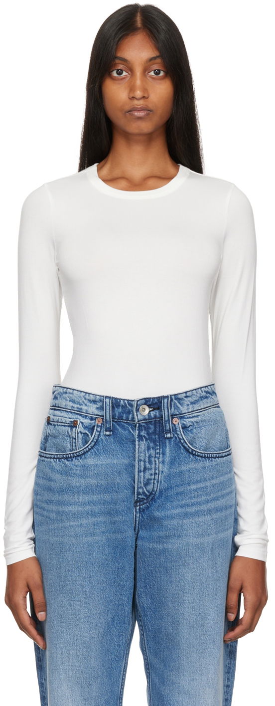 Футболка rag & bone Luca Long Sleeve T-Shirt білий | WAC22FT030NH30