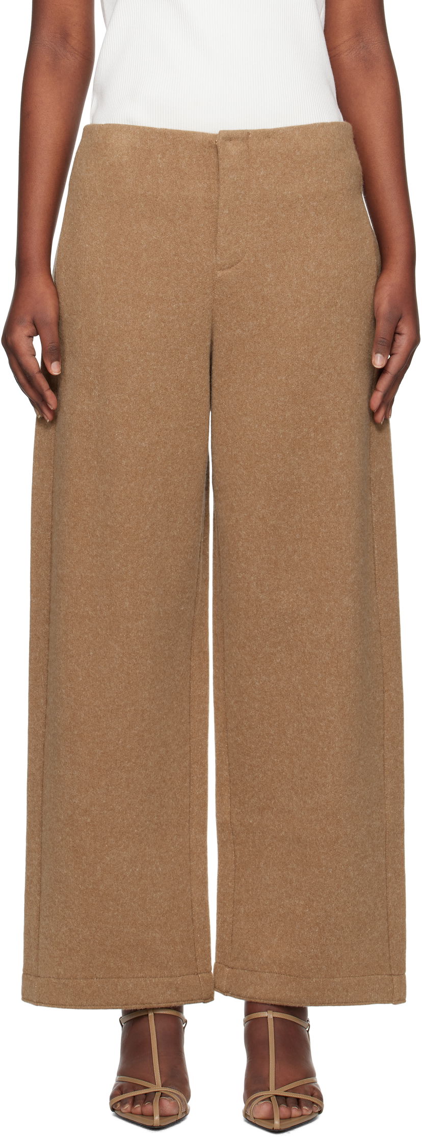 Штани Max Mara Max Mara Arca Wide-Leg Wool Trousers Коричневий | 2511781088600