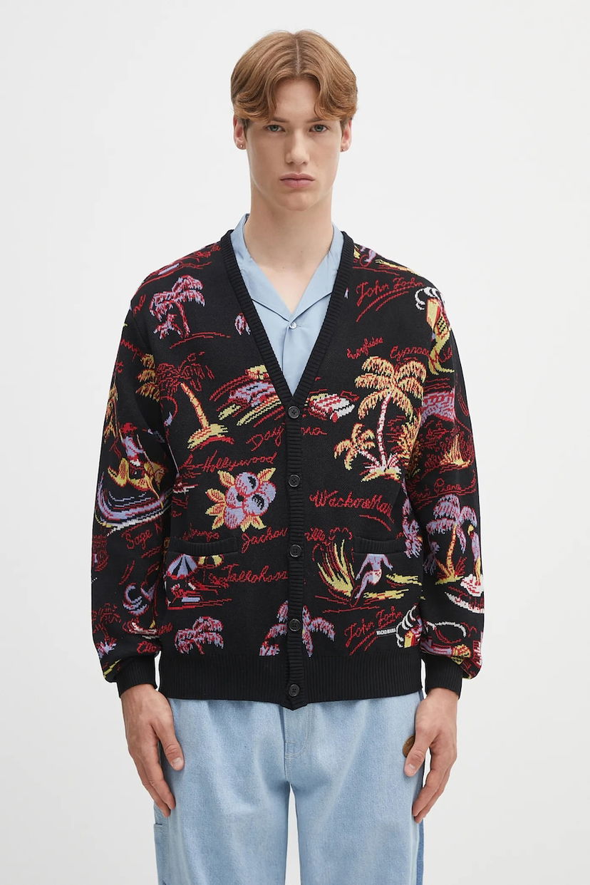 Cветр WACKO MARIA Wacko Maria Jacquard Cardigan чорний | 25SS.WMK.KN20