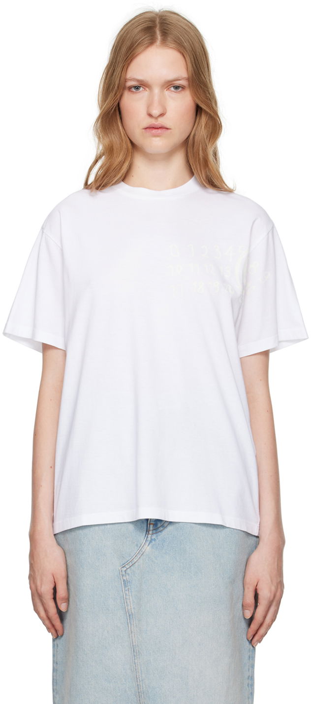 Футболка Maison Margiela Numeric Dropped-Shoulder T-shirt білий | S62GD0192 S23588