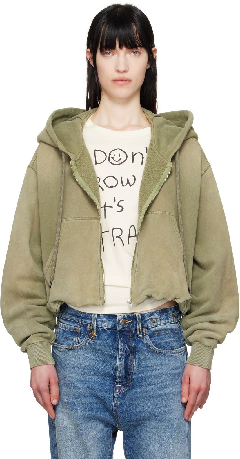 Світшоти R13 R13 Balloon Zip-Up Hoodie Зелений | R13WK216-001BD
