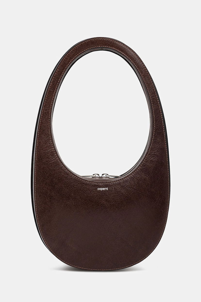 Сумочка Coperni Swipe Oval Leather Handbag Коричневий | COPBA01F6064