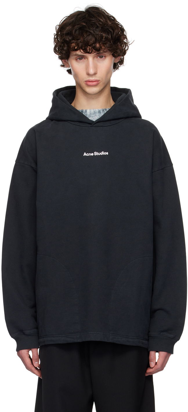 Світшоти Acne Studios Black Printed Logo Hoodie чорний | CI0170-