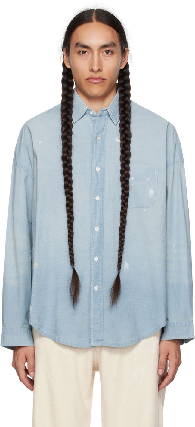 Сорочка R13 R13 Paint Splatter Button-Up Shirt Синій | R13WD170-D136A