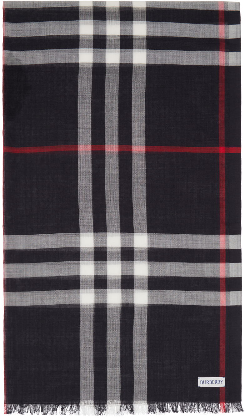 Шарф Burberry Navy Check Scarf темно-синій | 8078780