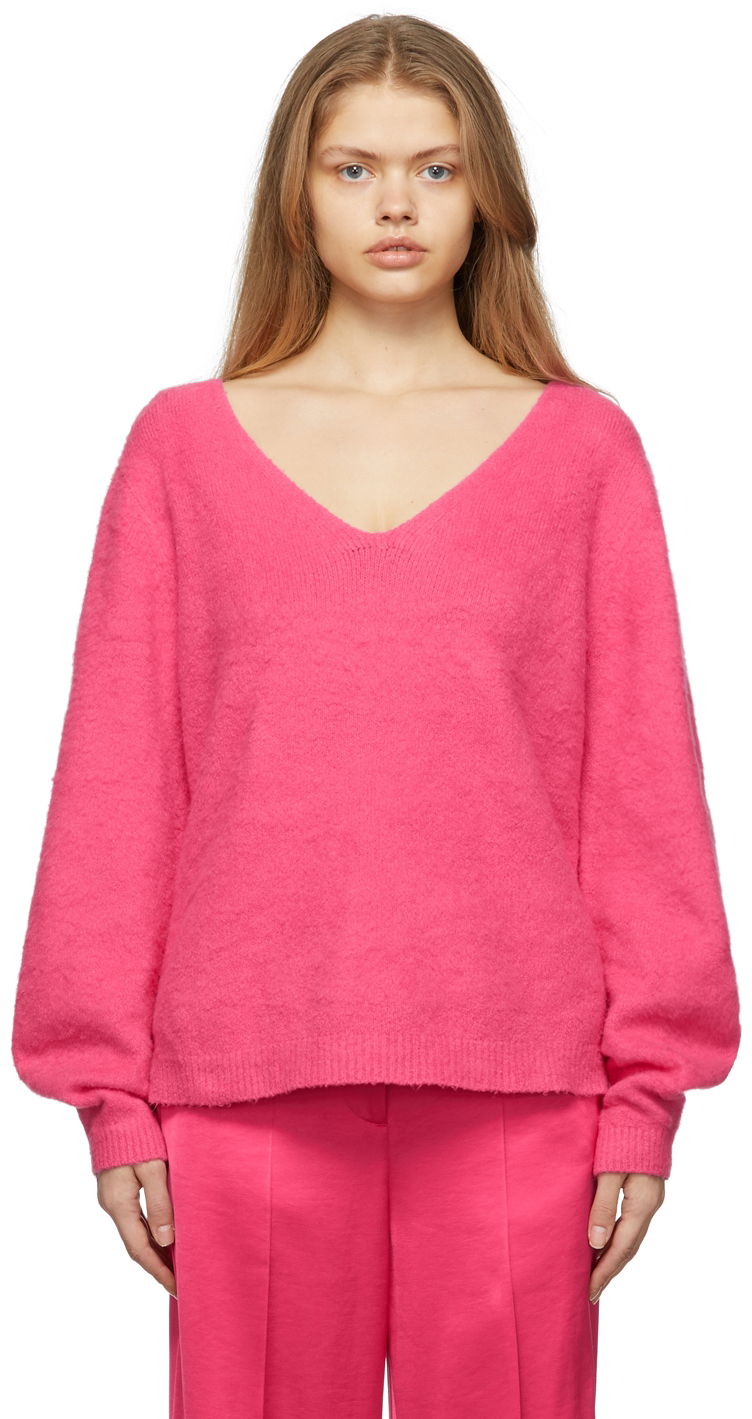 Cветр Helmut Lang Helmut Lang Brushed Cloud V-Neck Sweater Рожевий | L09HW713