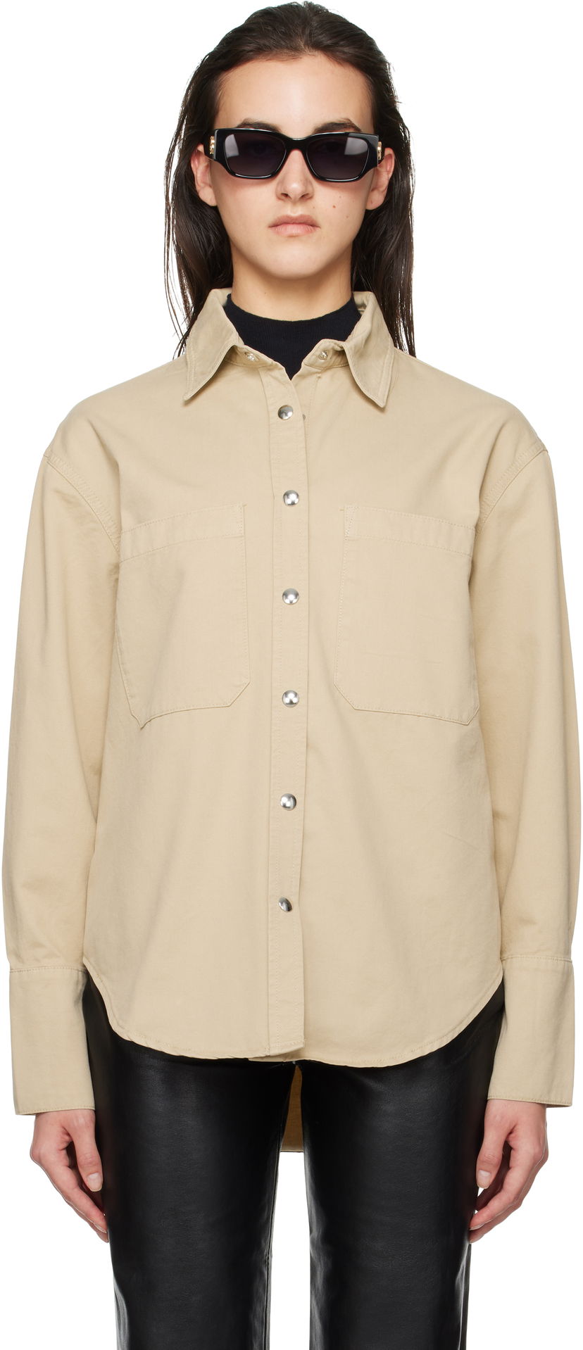 Сорочка Anine Bing Dante Relaxed-Fit Long Sleeve Shirt бежевий | A-07-10546-OMA10