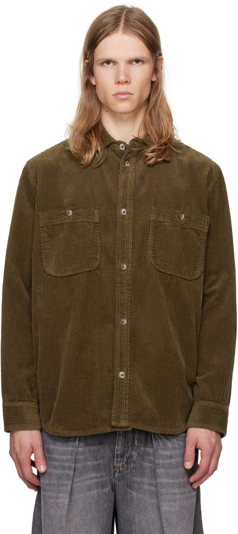 Сорочка ISABEL MARANT Isabel Marant Nario Corduroy Shirt Зелений | CH0198HA-B4G03H