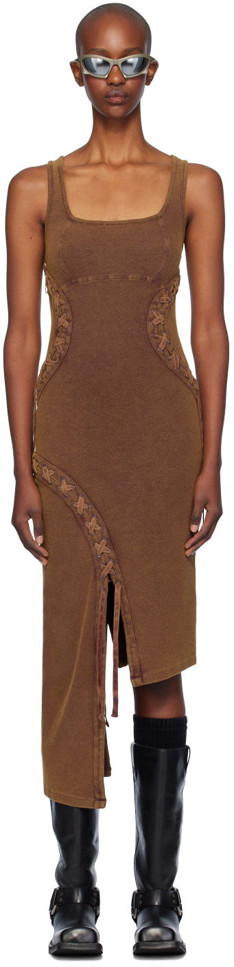 плаття Feng Chen Wang Feng Chen Wang Lace Knit Midi Dress Коричневий | FWF18DR02C