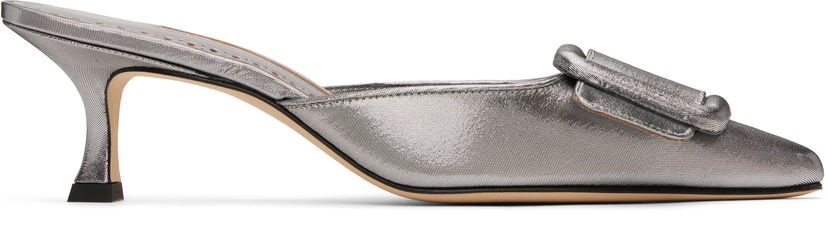 Кросівки та взуття Manolo Blahnik Manolo Blahnik Maysale Buckle Kitten Heel Mules Металік | 125-2920