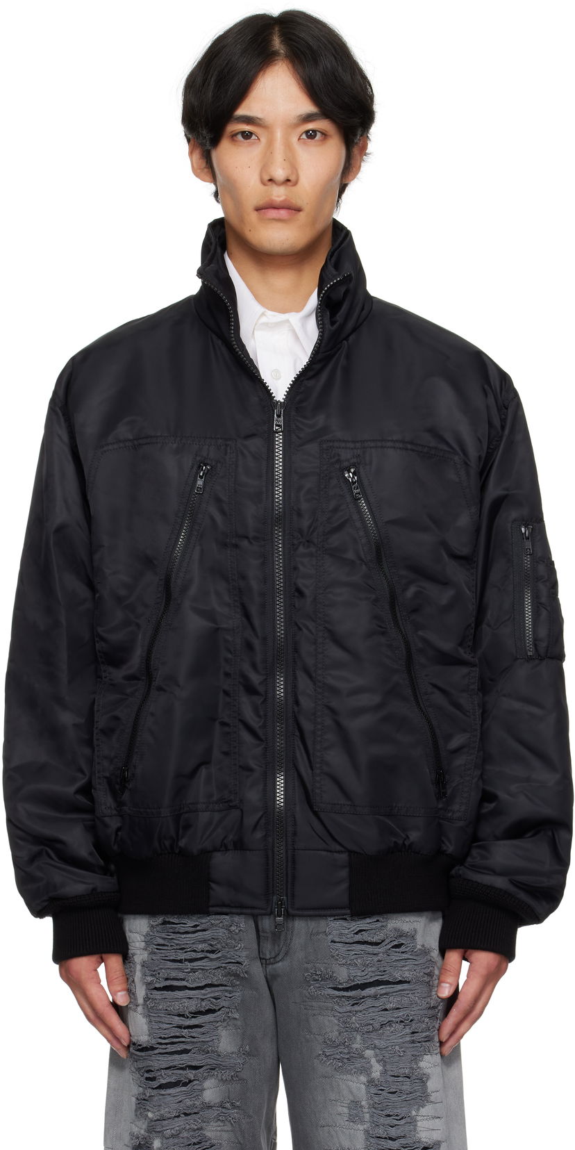Куртка бомбер Maison Margiela MM6 Maison Margiela Sports Bomber Jacket чорний | SH0AM0053 M35257