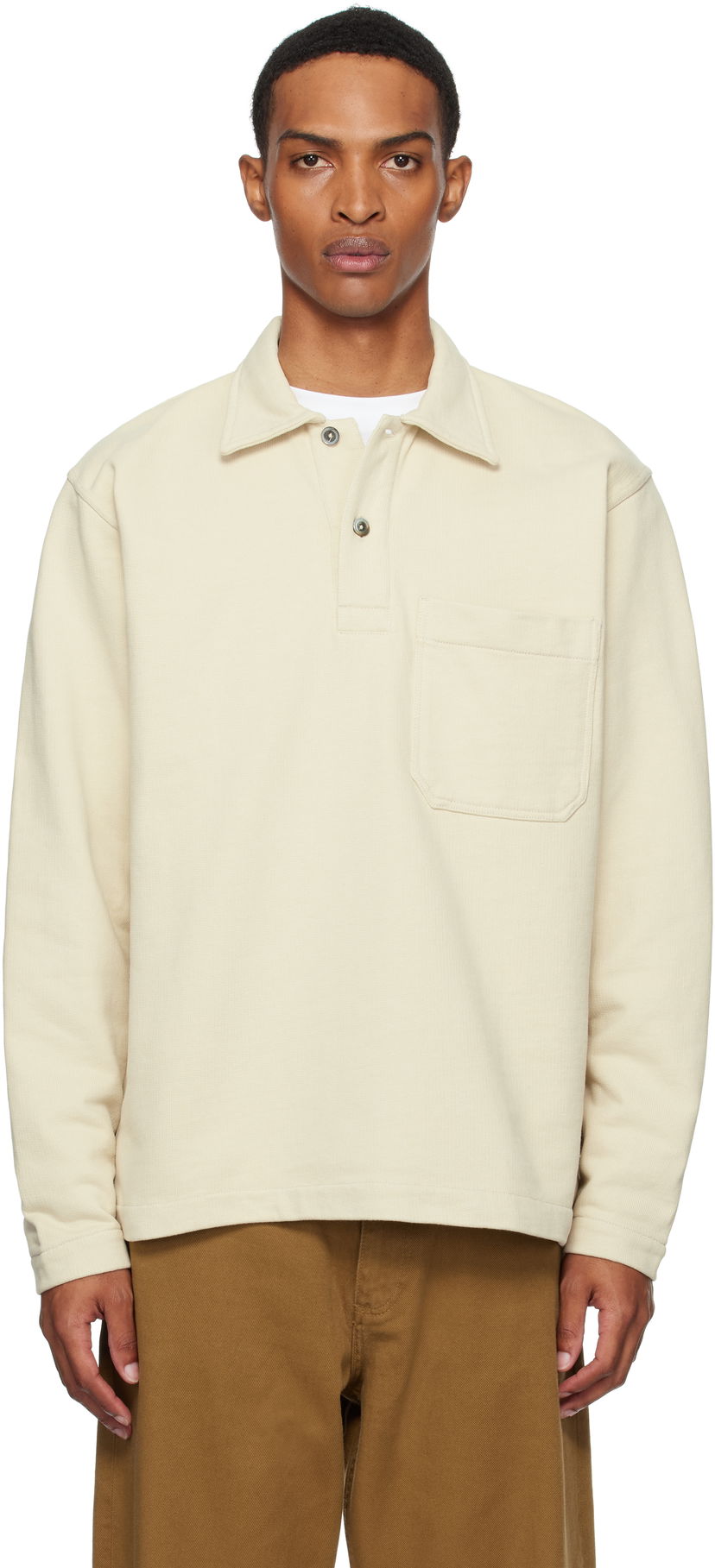 Сорочка поло NORSE PROJECTS Norse Projects Fraser Relaxed Organic Loopback Long Sleeve Polo бежевий | N20-1377