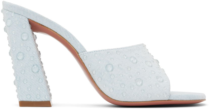 Аксесуари Amina Muaddi Amina Muaddi Brigitte Crystal Heeled Sandals Синій | BRIGITTE CRYSTAL SLIPPER BLOCK