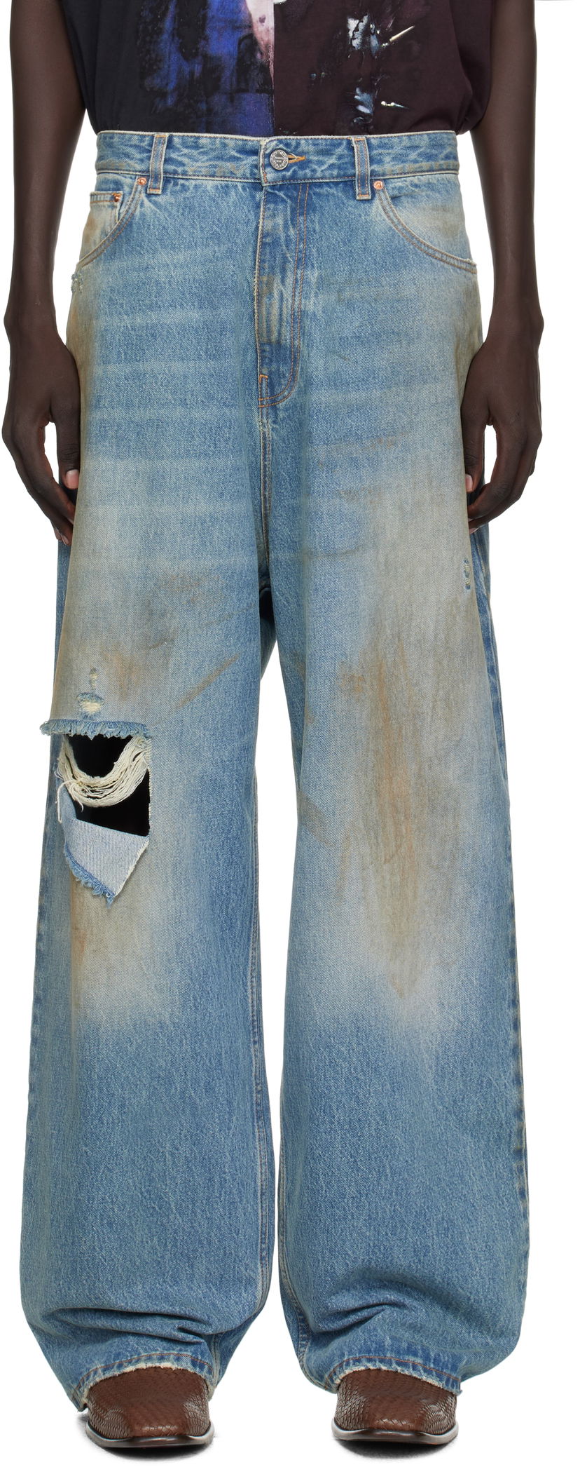 Джинси VETEMENTS Vetements Distressed Baggy Jeans Синій | UH76DP180LD