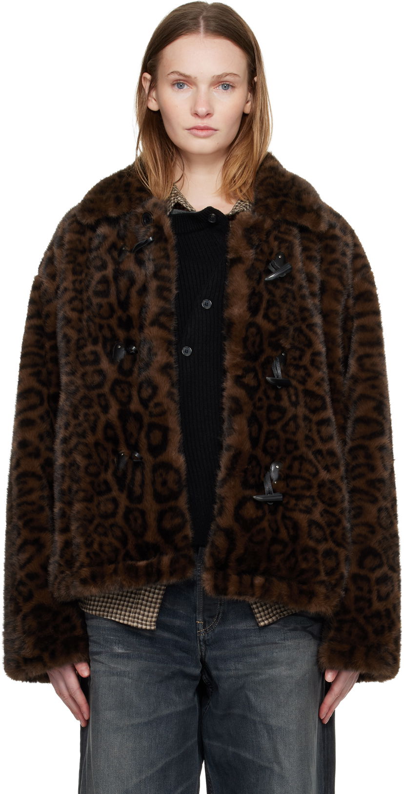 Куртка Andersson Bell Andersson Bell Leopard Fur Duffle Jacket Коричневий | awa735u