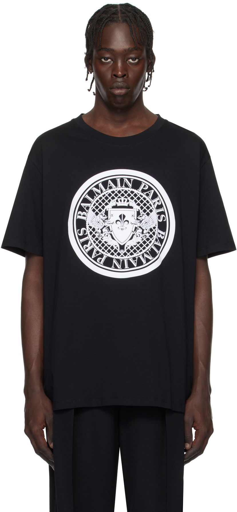 Футболка Balmain Black 'Coin' Graphic T-Shirt чорний | EH1EG010BB17