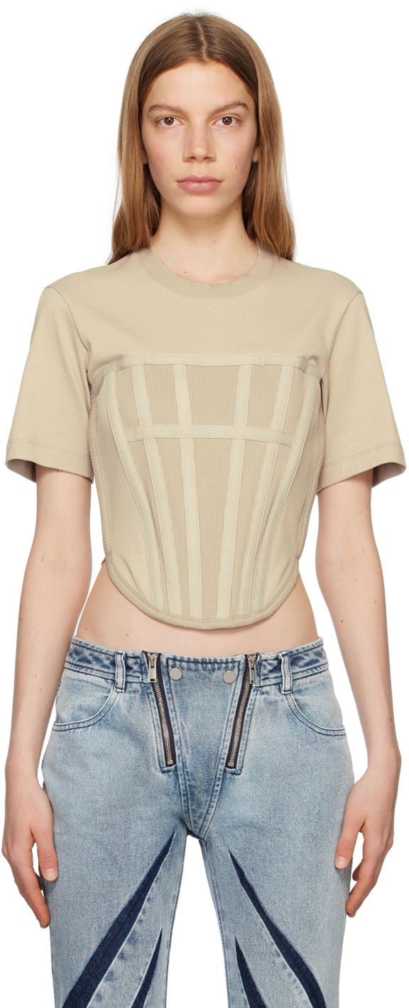 Футболка Dion Lee Dion Lee Corset T-Shirt бежевий | C3097P23