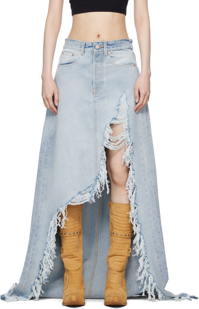 Спідниця VETEMENTS Vetements Destroyed Denim Maxi Skirt Синій | WA66SK510L