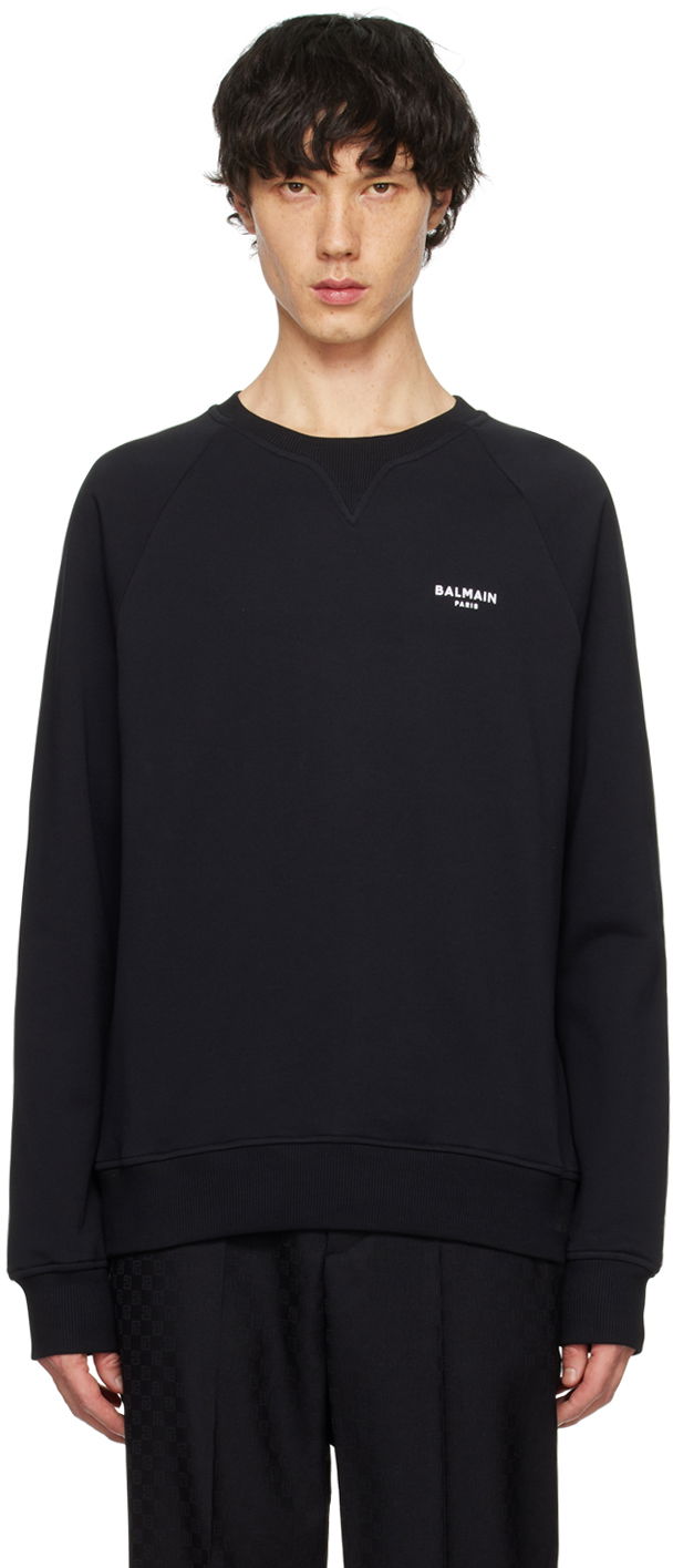 Світшоти Balmain Flocked Sweatshirt чорний | CH1JQ005BB04