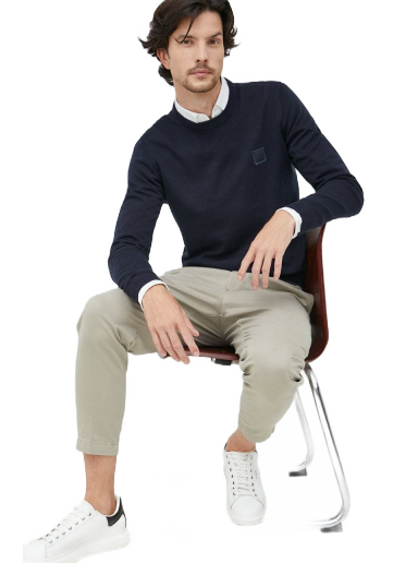 Cветр BOSS Crewneck Sweater темно-синій | 50471343
