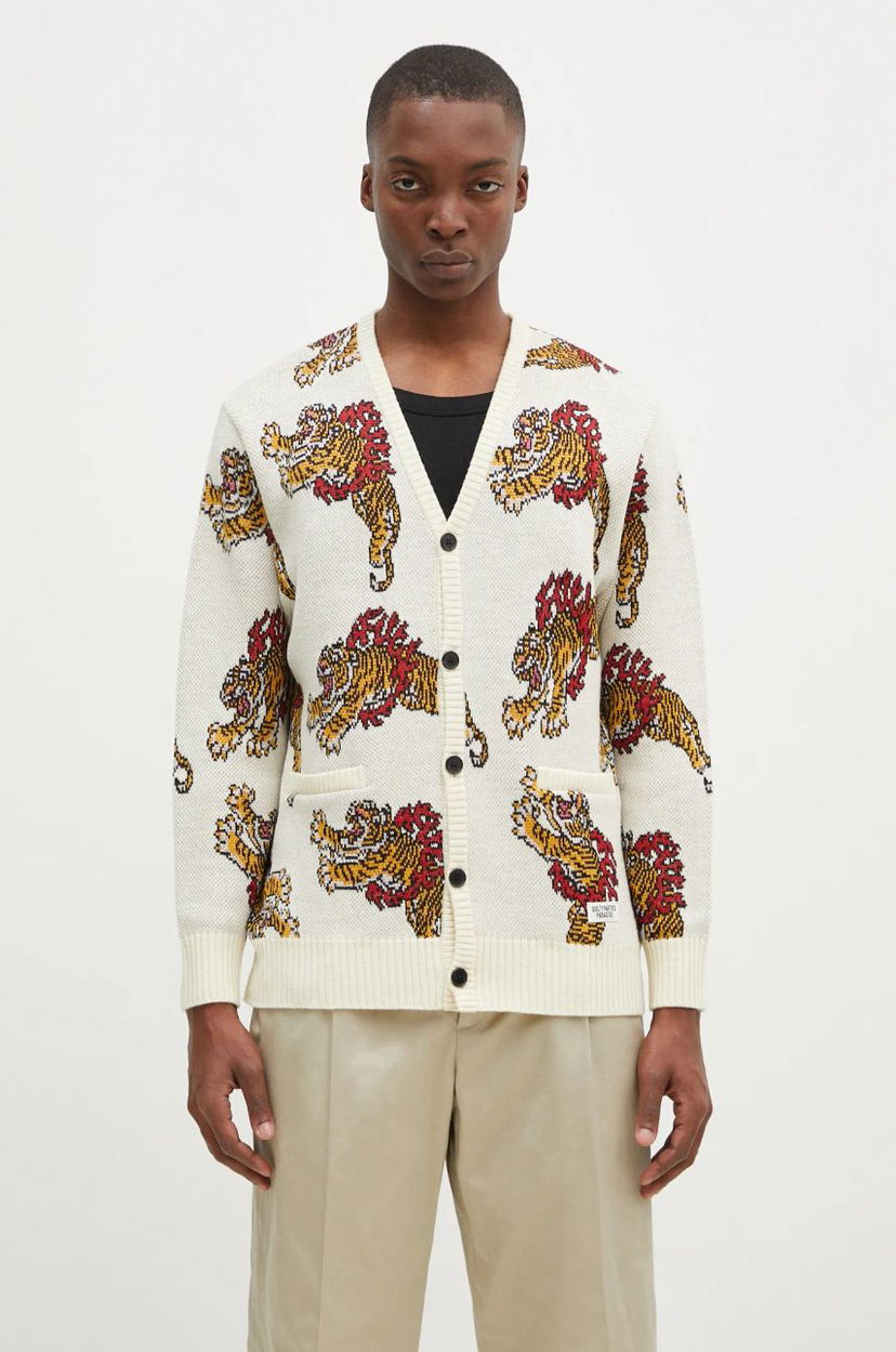 Cветр WACKO MARIA Tiger Knit Cardigan білий | 24FW.WMK.KN22