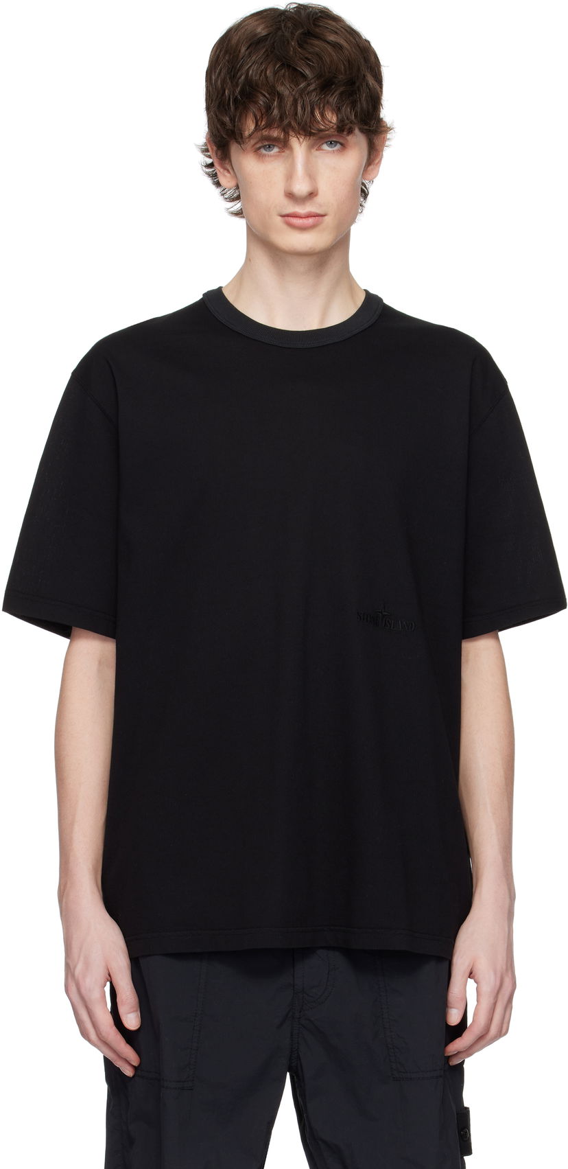 Футболка Stone Island Stone Island Textured Mercerized Cotton Jersey T-Shirt чорний | K1S15 2100038 S0175