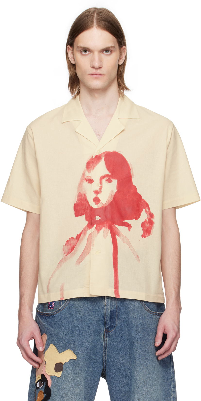 Сорочка KidSuper KidSuper Painted Circus Girl Camp Shirt бежевий | SS25-SST-03