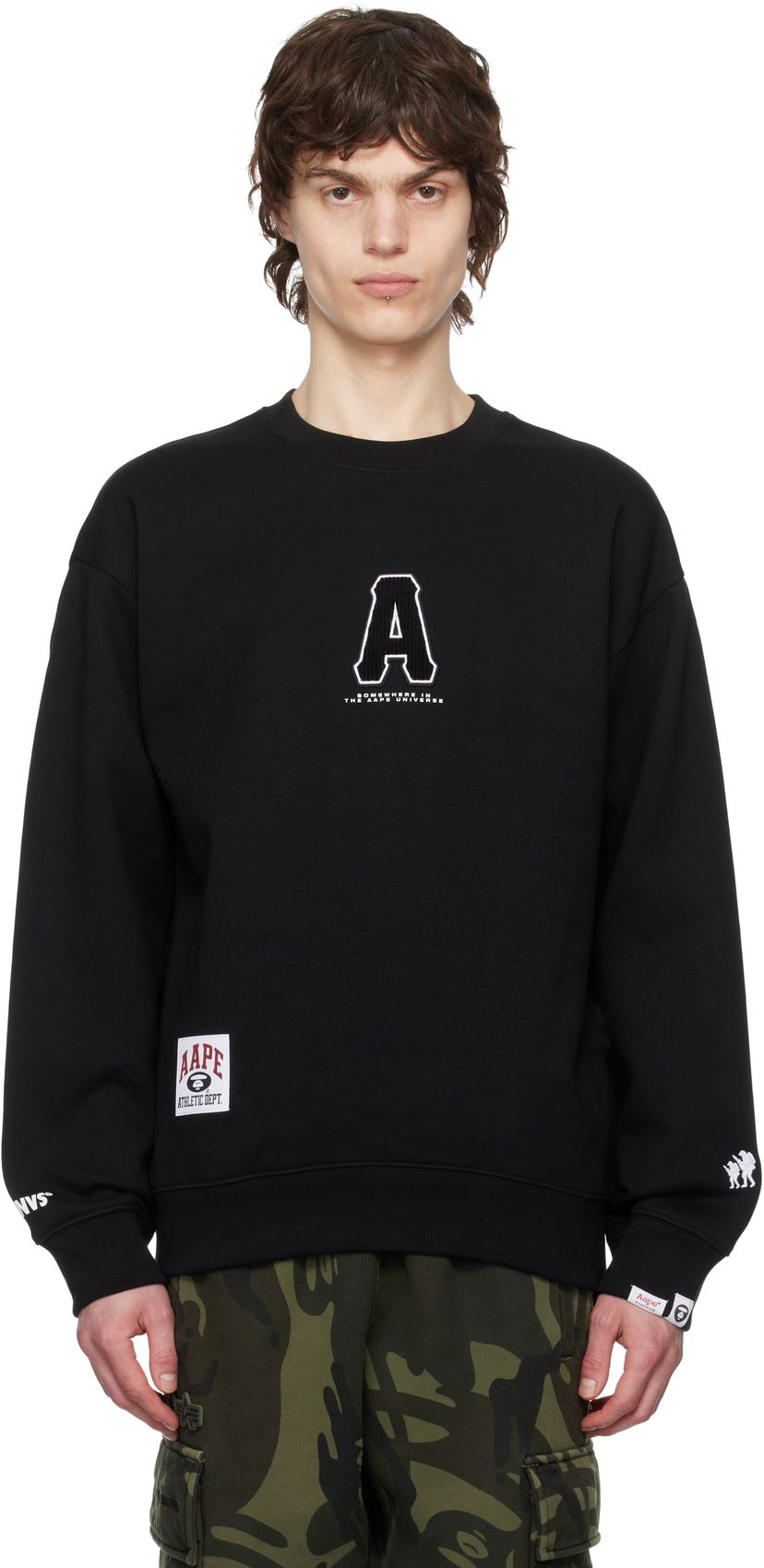 Світшоти AAPE by A Bathing Ape AAPE by A Bathing Ape Injection Crewneck Sweatshirt чорний | AAPSWMC336XXNBKX