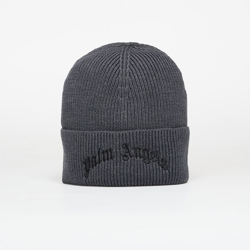 Шапка Palm Angels Curved Logo Beanie Anthracite/ Black Universal чорний | PMLC030F25KNI0021110