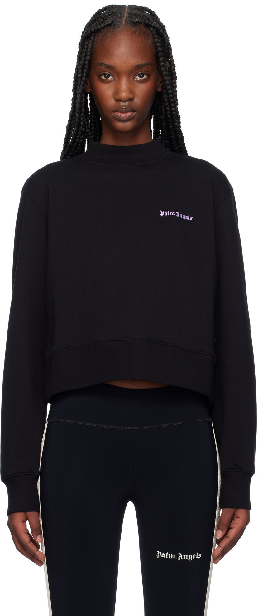 Світшоти Palm Angels Classic Logo Fitted Sweatshirt чорний | PWBA016F24FLE0041036